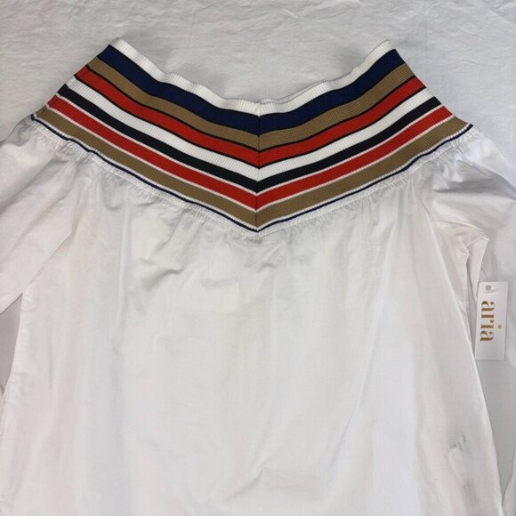 English Factory White Striped Band Off Shoulder Blouse - Size XS - Picture 2 of 10